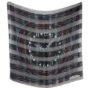 Vintage Anne Klein Silk Scarf Clock 20.5" Square Black Teacher Time Calligraphy